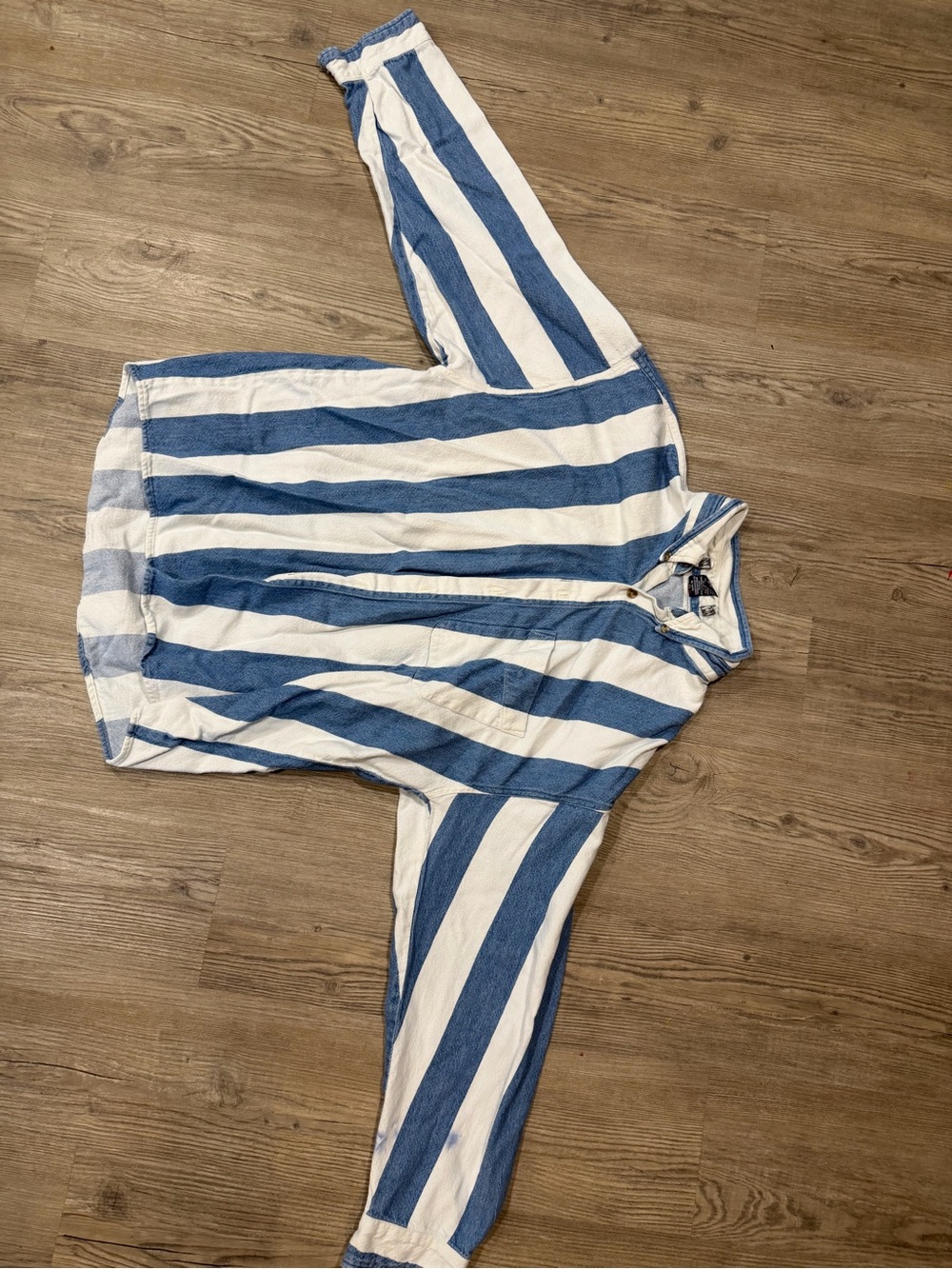 Vintage Blue and White Striped Button-Up Shirt